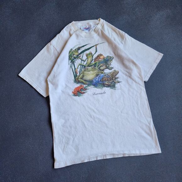 Vintage Bermuda Tree Frog Rain Forest Nature White Shirt Small - Picture 2 of 8